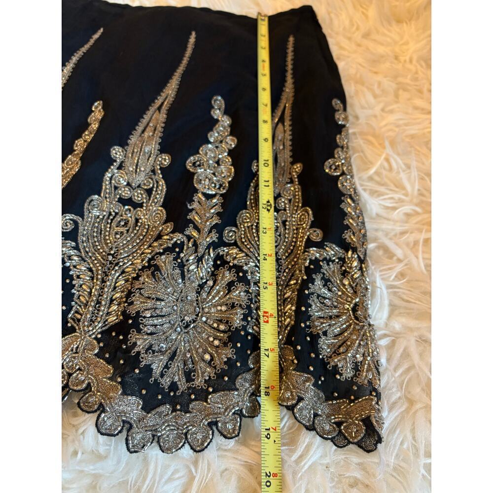 Ralph Lauren Beaded Embellished Formal Skirt Black Gold Embroidered Vintage $3K - Picture 6 of 16